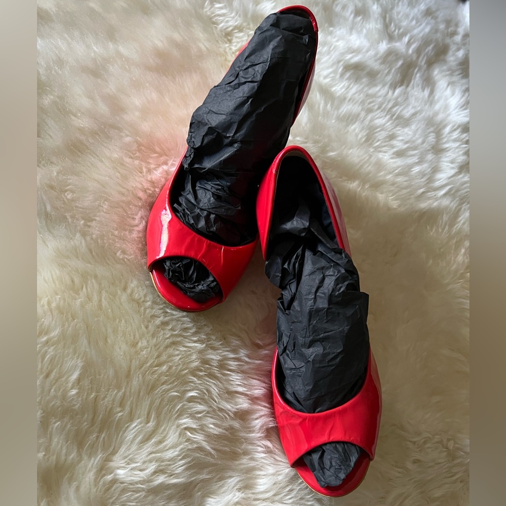 Pattern Leather Coral Pumps Eur 36